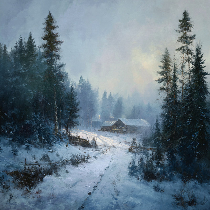 Art mural sur toile Misty Frosted Meadow, H 40 po x l 40 po