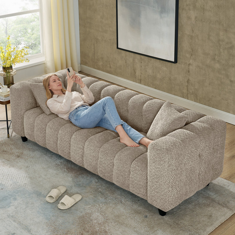 90.55'' Upholstered Sofa For Living Room, Camel