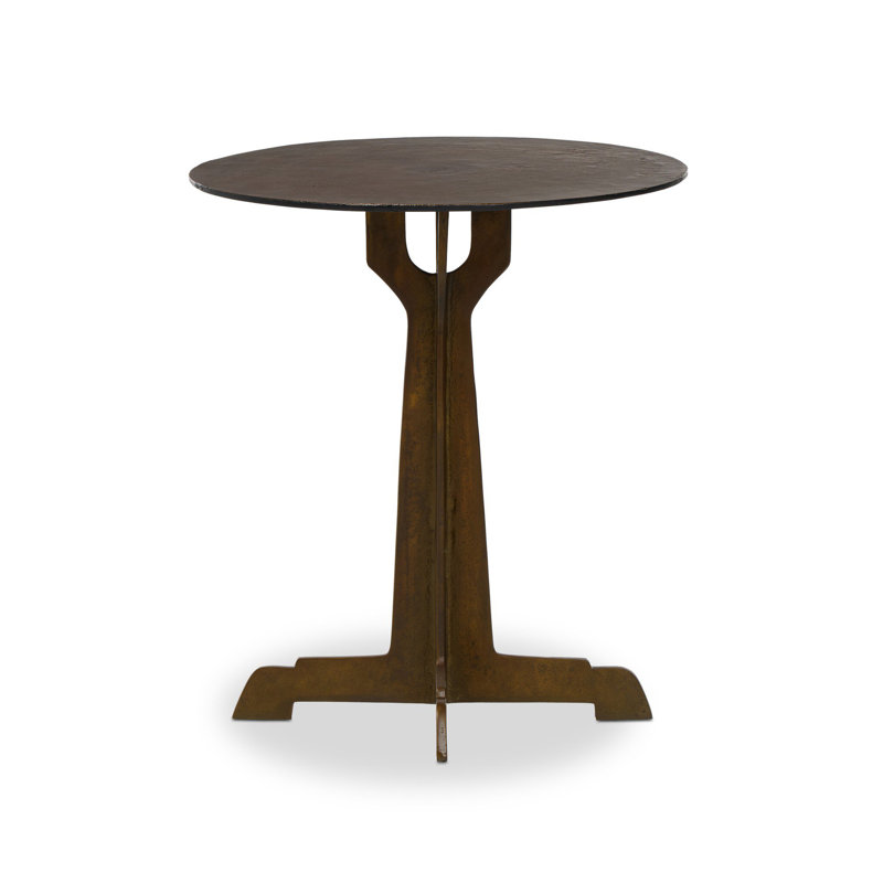 Malloy Outdoor End Table-Antiqued Brass Aluminum, Antiqued Brass