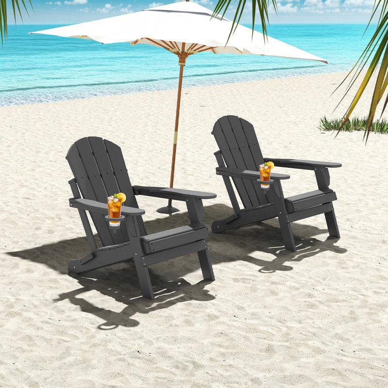 Felten Plastic Folding Adirondack Chair, Gris