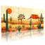 «Landscape & Nature Desert Landscape with Cactus and Sun», ensemble de 3 impressions sur toile-839483239