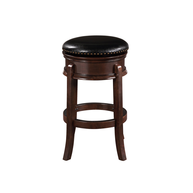 Kingsford Swivel Upholstered Faux Leather Counter Stool with Solid Wood Frame, Cappuccino, Bar Stool (29” Seat Height)