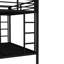 Lit superposé simple au-dessus de grand lit en métal noir TG, adolescents, caractéristique d'économie d'espace, thermolaquage électrostatique, réduction du bruit, rangement sous le lit, 2 côtés, pieds renforcés noirs, économie, structure à deux étages