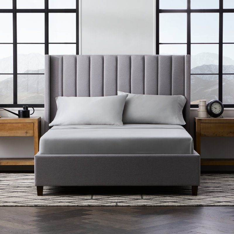 Kera Rayon from Bamboo Sheet Set, Gray, Queen Sheet Set with 2 Pillowcases