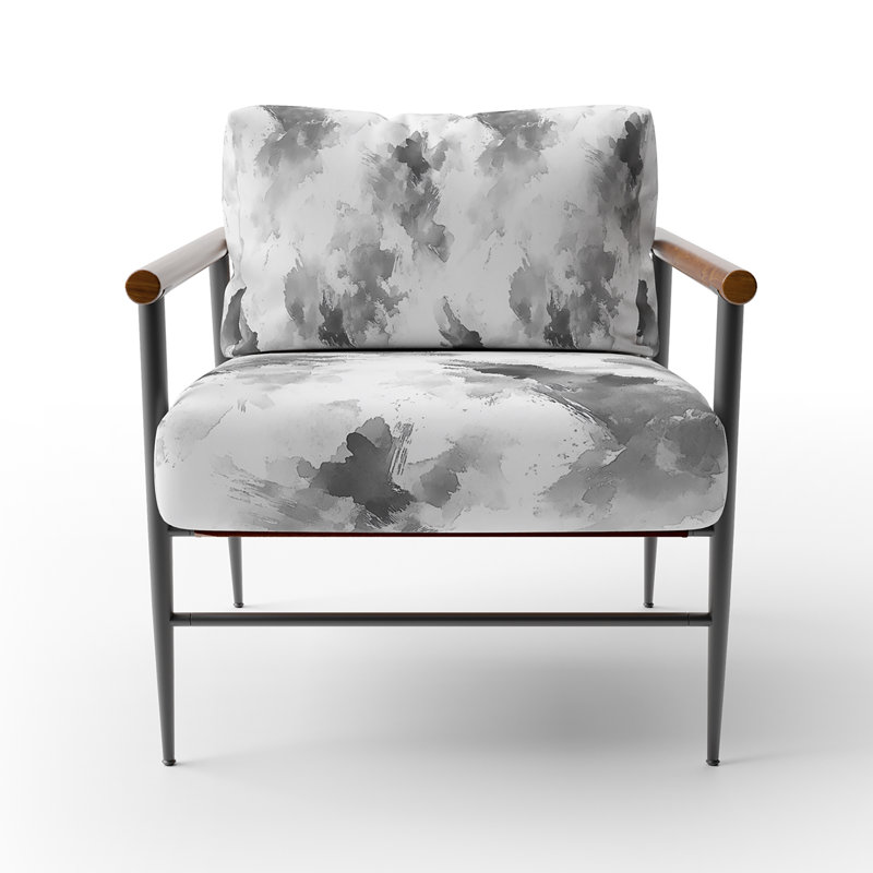 Chaise rembourrée Modern, Bras ronds bruns