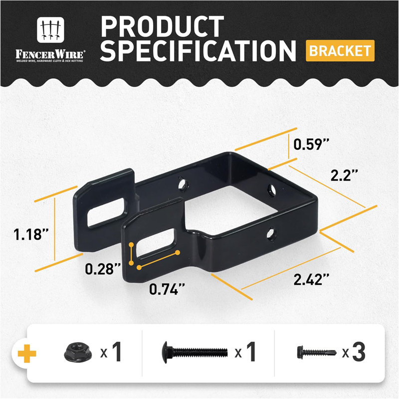 Fencer Wire Pack of 1 Heavy Duty Fence Bracket, Metal Connector for Post and Panel Connection