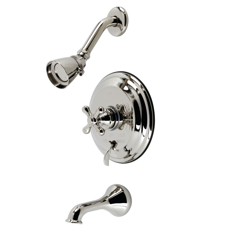 Kingston Brass Restoration Single-Handle Pressure Balanced Tub and Shower Faucet, Polished Nickel