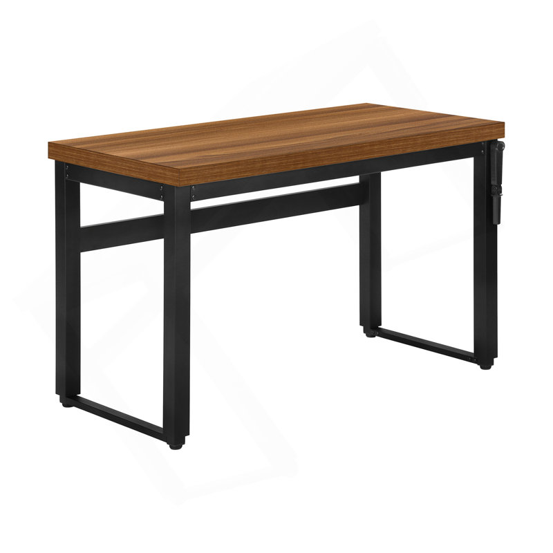 Bureau d'ordinateur, bureau personnel, debout, réglable, L 48 po, travail, ordinateur portable, stratifié noyer, métal noir, contemporain, moderne