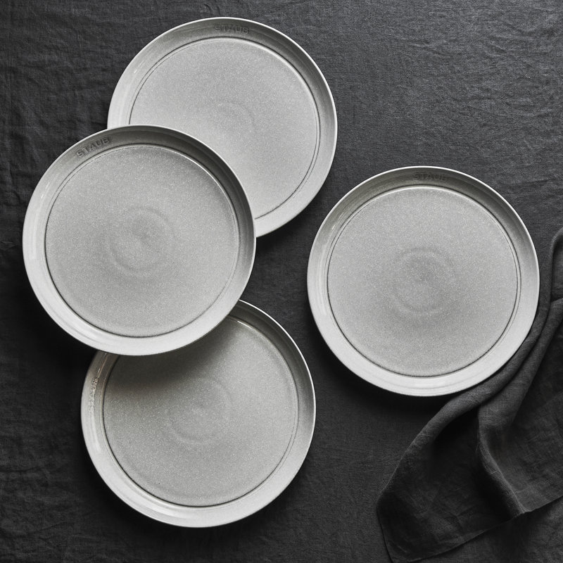Dining Line Dinner Plate Set 4 Piece, White Truffle