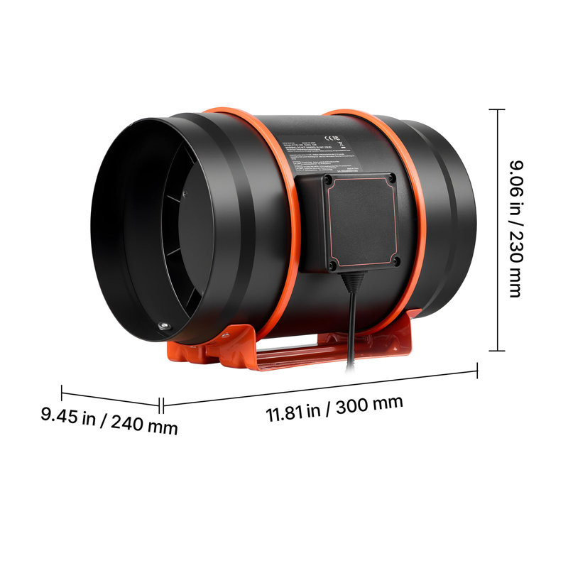 Inline Duct Fan, 807 CFM 8 inch EC Motor Ventilation Fan with 3-Speed Circulation, 10-Speed PWM Controller, Timer-Controlled Operation, Cooling for Grow Tents, Indoor Gardening, Hydroponics