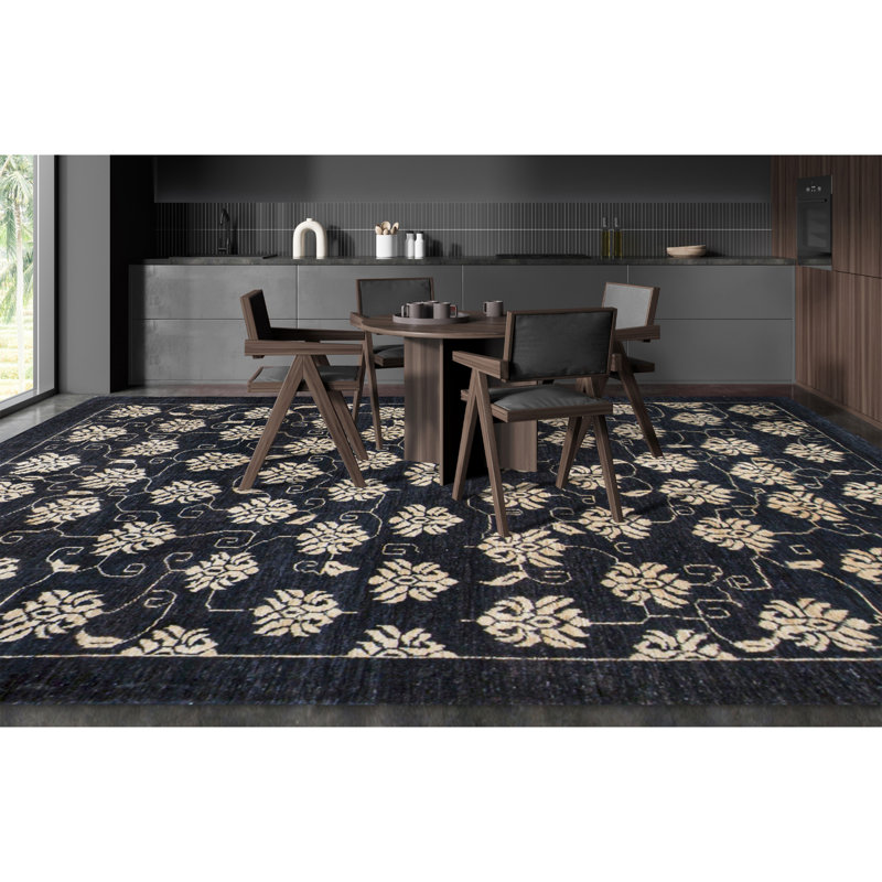 Hand-Knotted High-Quality Black Area Rug