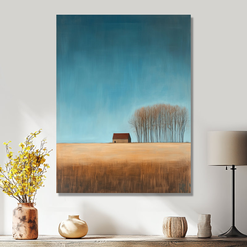 Horizon paisible à la ferme - Décoration murale grange bleue, impression sur métal, H 32 po x l 24 po