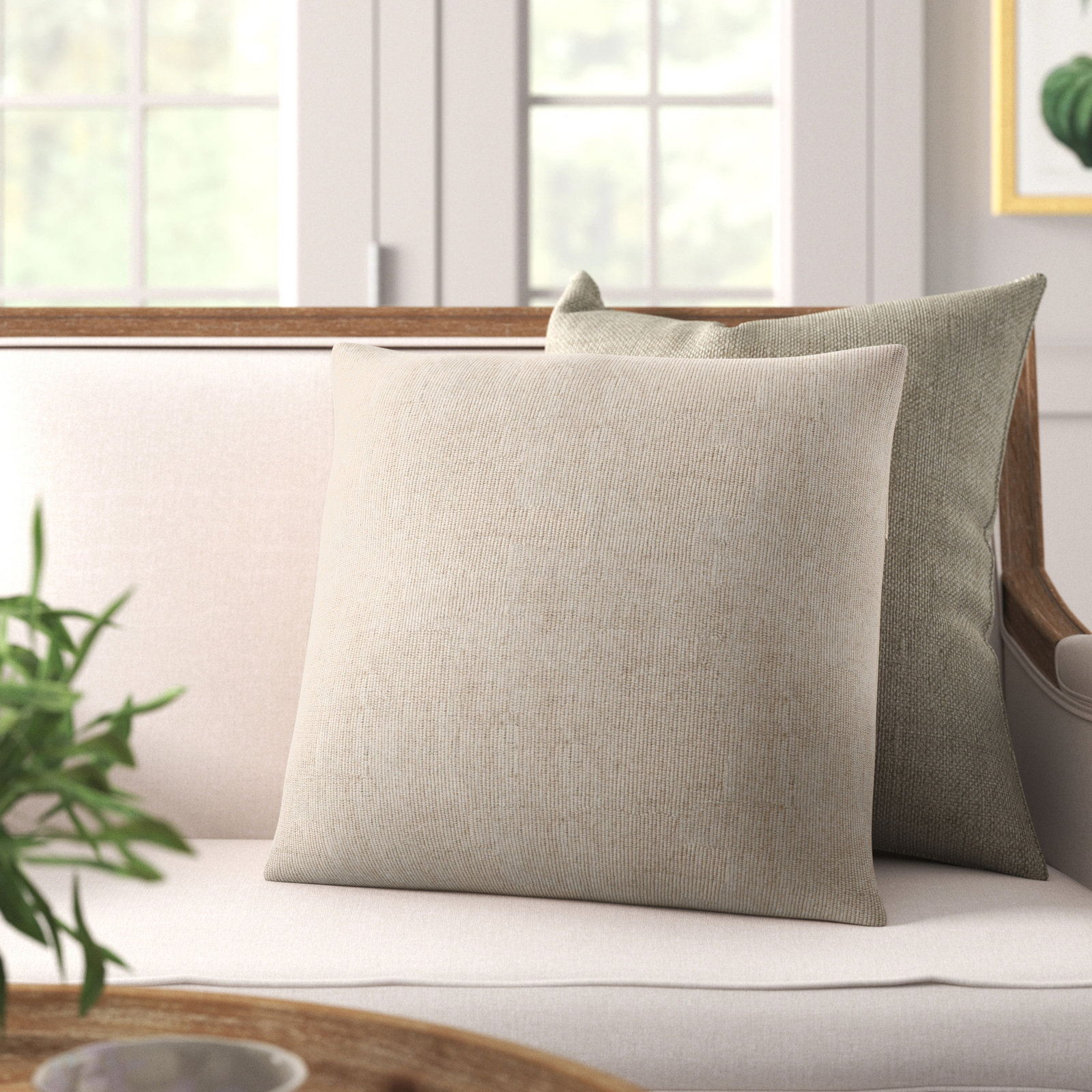 Arlington Throw Pillow, 22" x 22", Down, Cream