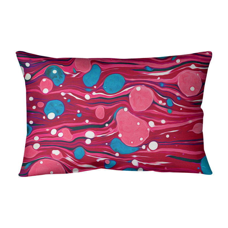 Coussin Swirls, 14 po x 20 po, Bourre en polyester, Rose / bleu