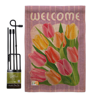 Tulipe en polyester 2 côtés 18,5 x 13 po welcome ensemble de drapeau