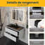 Ensemble de meuble-lavabo mural simple 36 po avec comptoir en quartz noir Damron