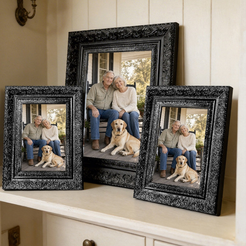 Cadre photo noir 3 pièces Cozy pour photos et tablettes de chambre 5 po x 7 po, Noir, 3, L 5 po x H 7 po
