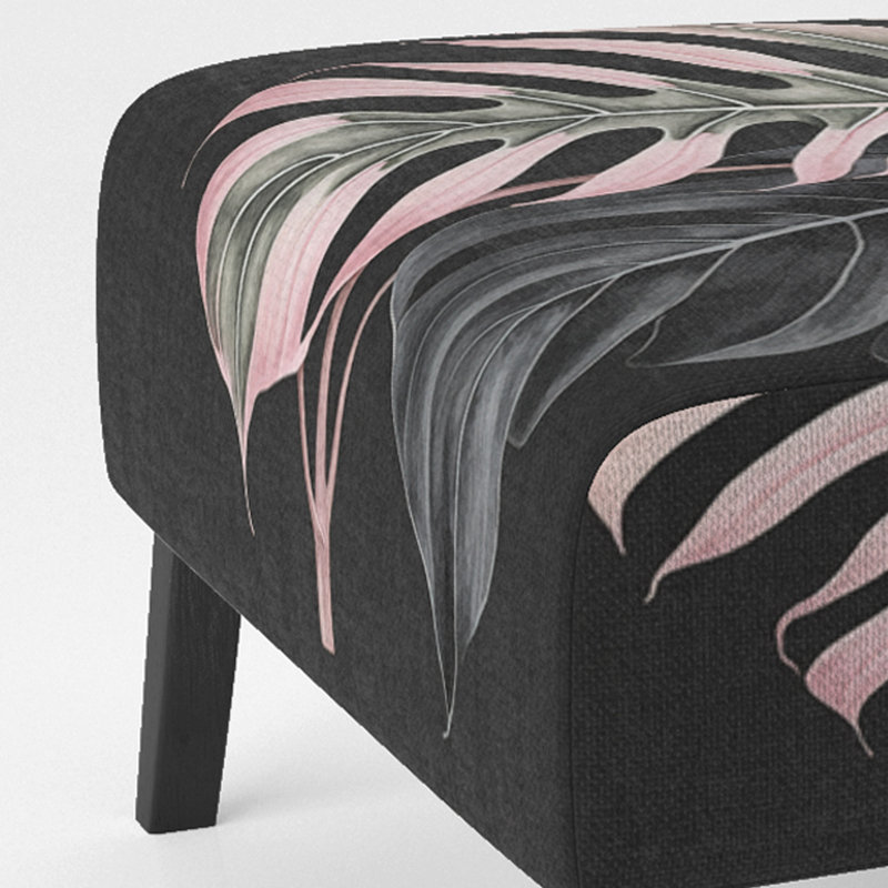 Moorton - Chaise d'appoint rembourrée et fauteuil tropical, Rose/vert/noir