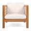 Ensemble de 2 fauteuils club d'extérieur avec structure en bois d'acacia et coussins beiges