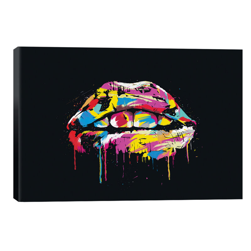Colourful Lips by Balazs Solti - Print on Canvas, No Frame, 66.04 cm H x 45.72 cm W x 3.175 cm D