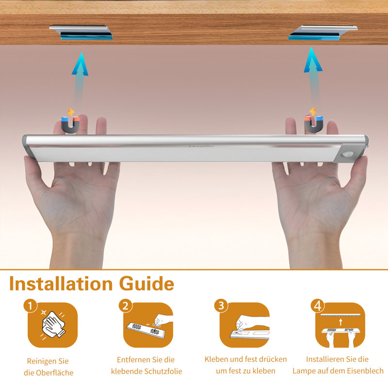 12" Under Cabinet Lighting, 54LED Wireless Rechargeable Sensor Light for Kitchen,Closet,Stairs Set, 6500K Cool White