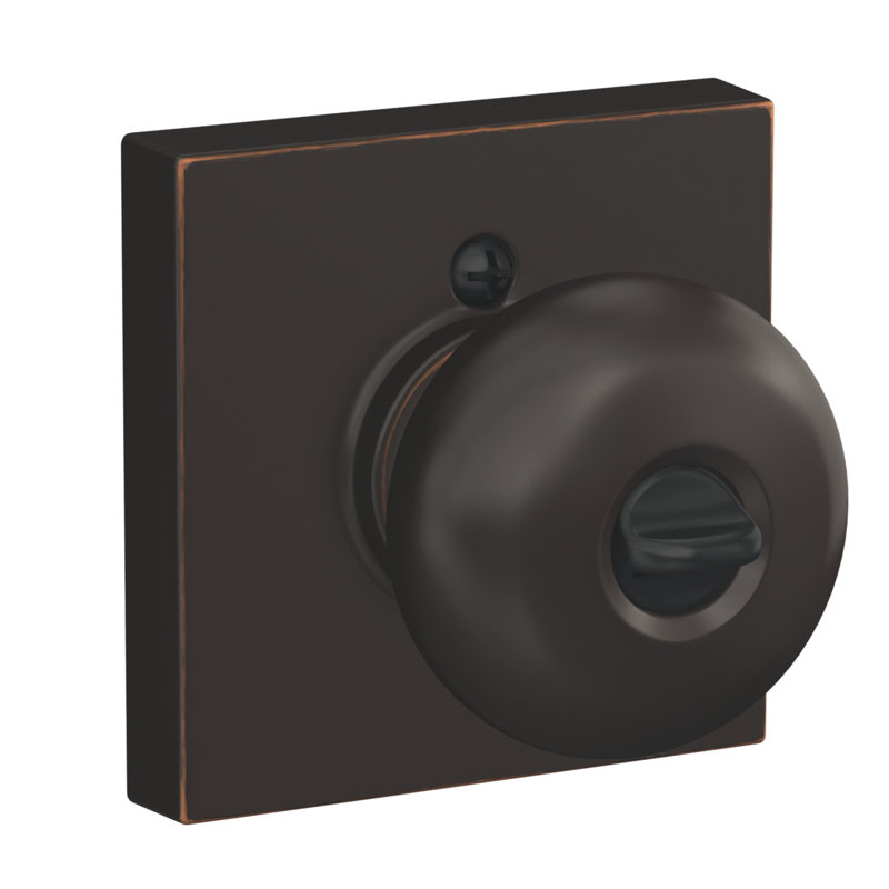 Plymouth Keyed Entry Knob with Collins Trim, Aged Bronze