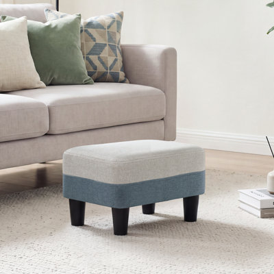 Petit repose-pieds ottoman rembourré de 39 cm de large, en tissu bicolore, idéal pour le salon, la chambre à coucher, la chambre d'enfant et le bureau. Peut également servir de marchepied pour animaux.