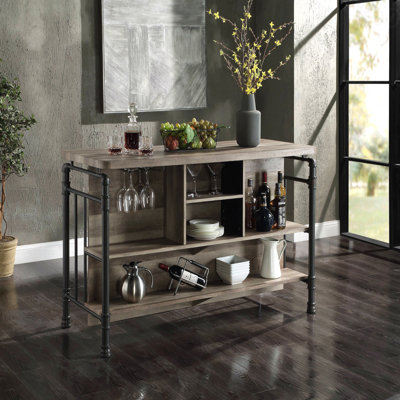 Antique Oak & Sandy Grey Finish Counter Height Table