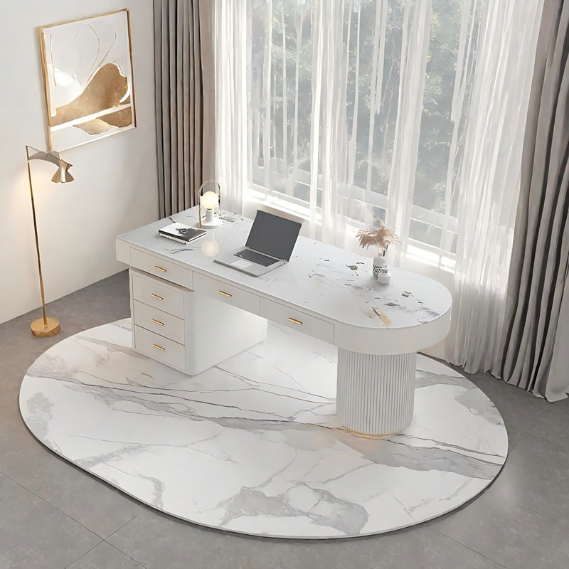 Bureau d'écriture en demi-cercle, H 29,53 po x l 70,87 po x P 27,56 po