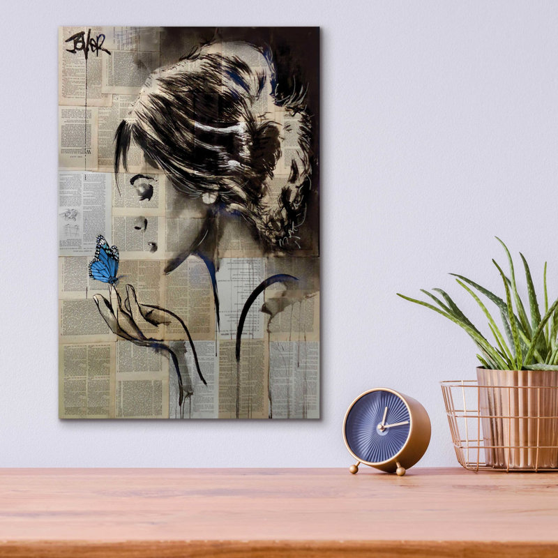 «A Little Blue Hope» par Loui Jover, art mural en verre acrylique, H 16 po x l 12 po x P 0,13 po