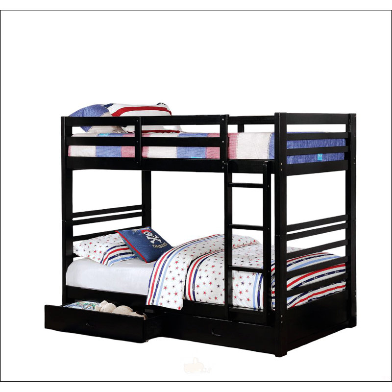 Classic Design Twin Over Twin Bunk Bed, Twin Over Twin, Black