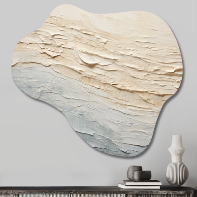 «Modern Coastal Beige and Grey River I - Cloud Coastal Ocean, art mural en métal, reproduction de sculpture murale asymétrique en métal