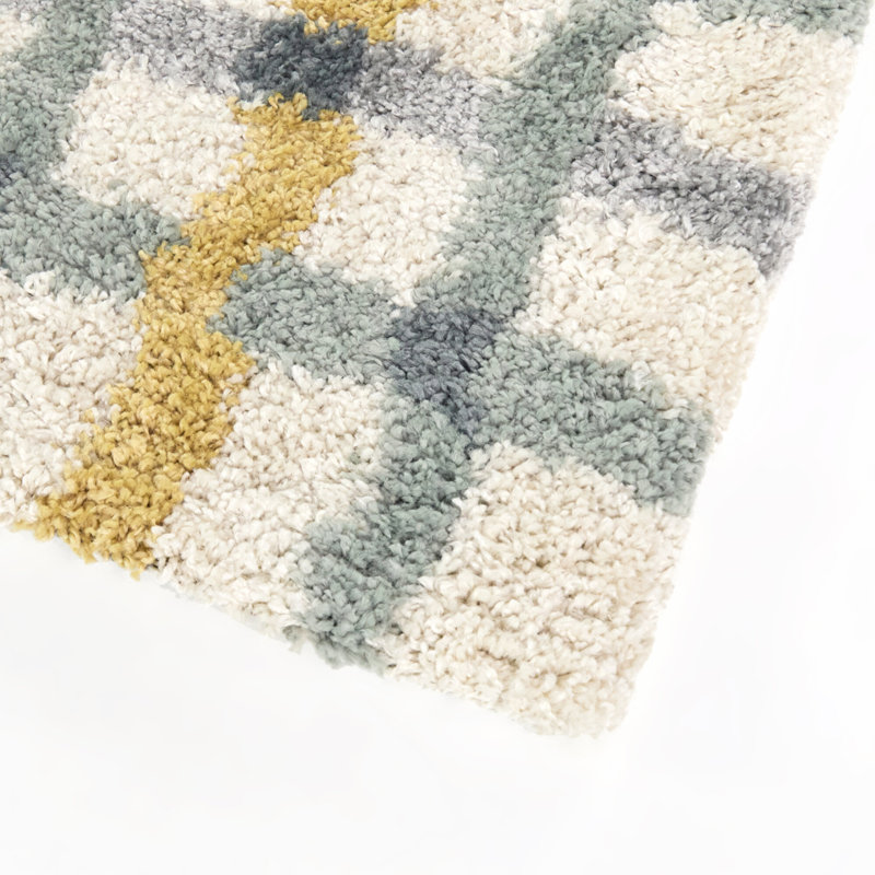 Griffith Blue/Yellow Kids Modern Grid Area Rug, 5'3" x 7'