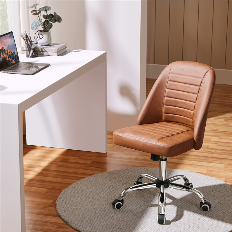 Modern Office Chair with Silver Chrome Base, Retro Brown