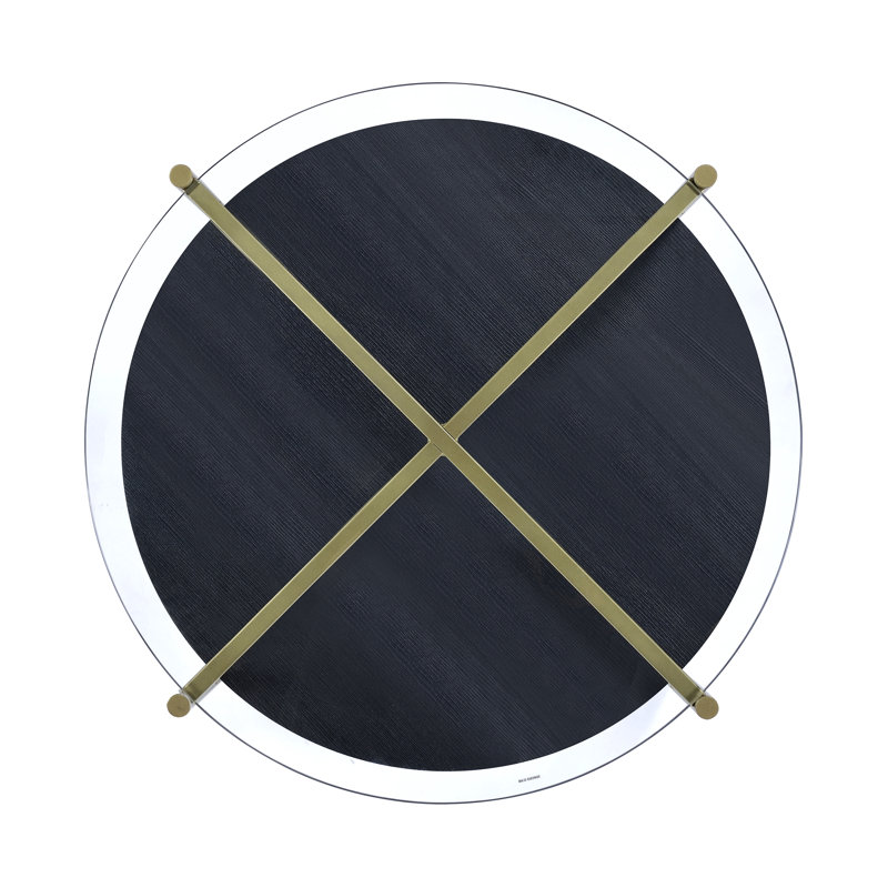 Blaine Black and Gold Round Glass 3-Piece Table Set