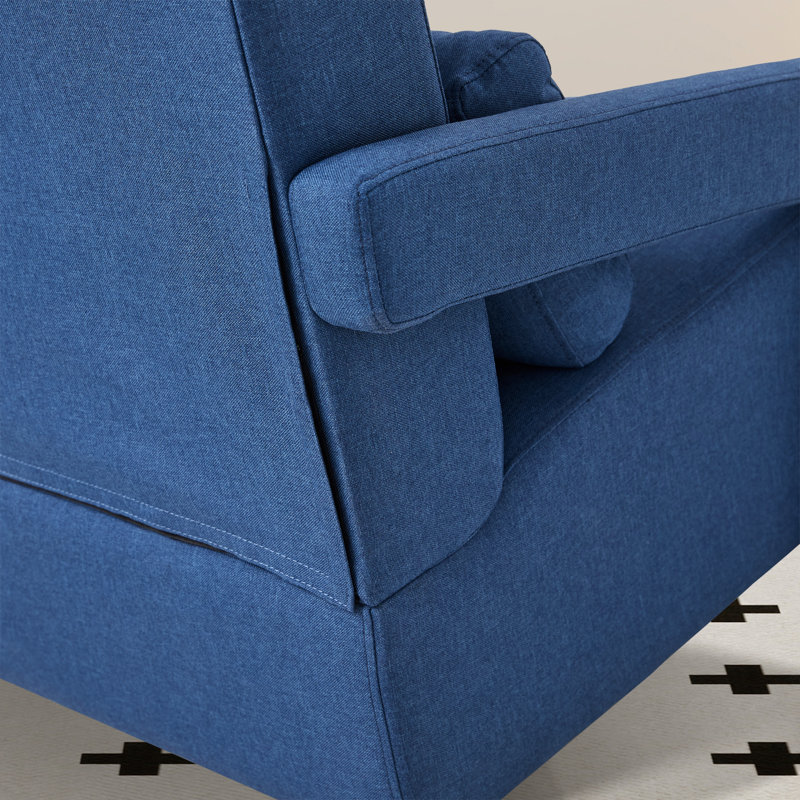 Fauteuil d'appoint à accoudoirs creux capitonnés en l 27,48 po avec coussin décoratif, Polyester marine