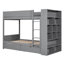Lit simple superposé simple avec 2 tiroirs et armoire en gris - Option de couchage polyvalente-170312855-170312854