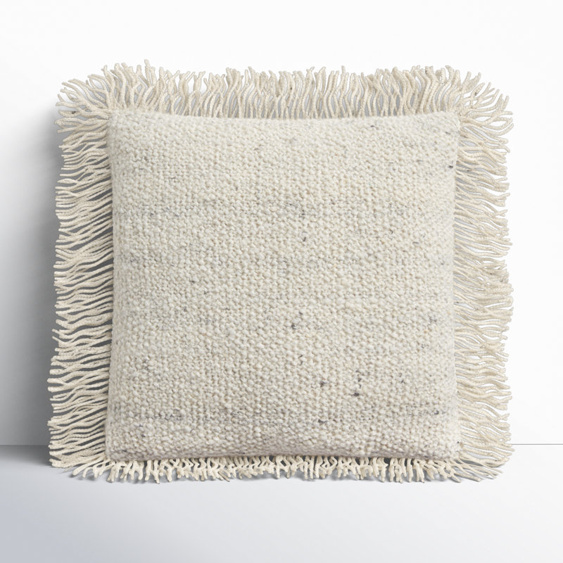 Vila Square Throw Pillow, Ivory, Polyester/Polyfill