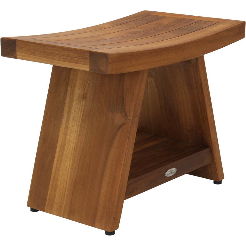 Patented 24" Asia Teak Shower Bench with Shelf, 18" H x 24" W x 14" D