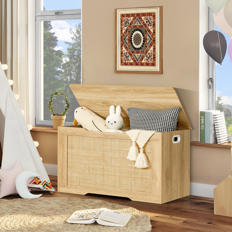 Storage Chest, Rattan Storage Bench with Storage, Toy Chest for Bedroom, 19.68"H x 29.52"W x 15.74"D