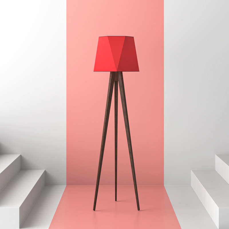 Chenoweth 165cm Tripod Floor Lamp, Red, Dark Brown