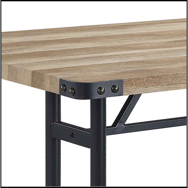 Table de salle à manger chêne et sable noir avec pieds en métal