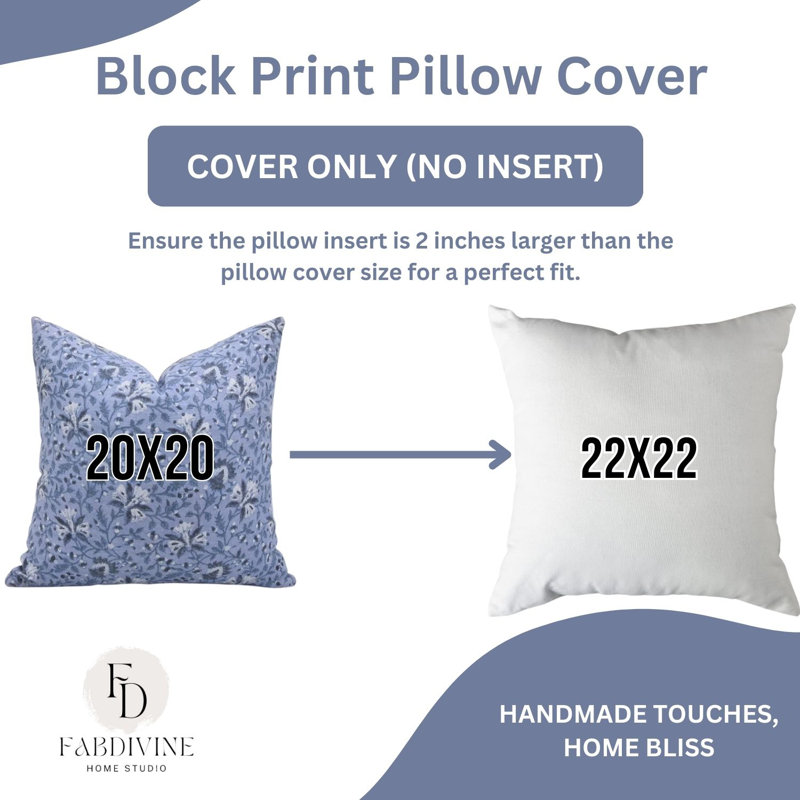 Housse de coussin à imprimé floral 22 x 22 blocs, housse de coussin décorative faite à la main - Papillon, 22 po x 22 po