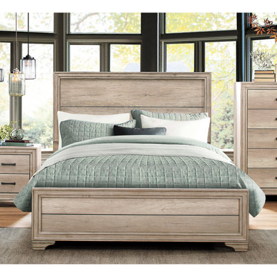 Contemporary Full Size Bed With Natural Finish - Quality Board And Wood Construction Wood-Like Appearance Structure
