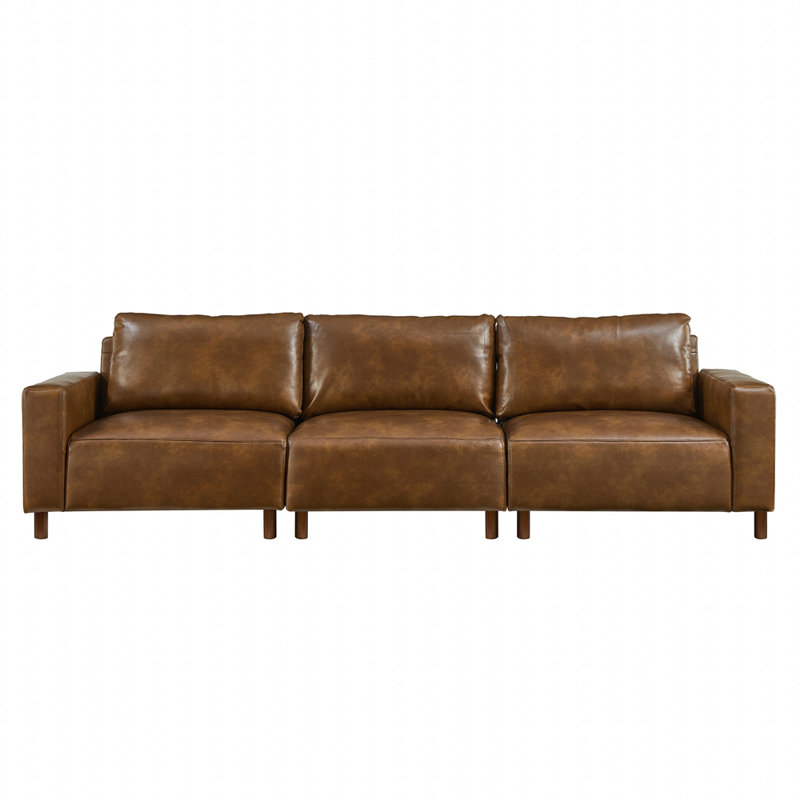Canapé en cuir synthétique 112 po, Brun