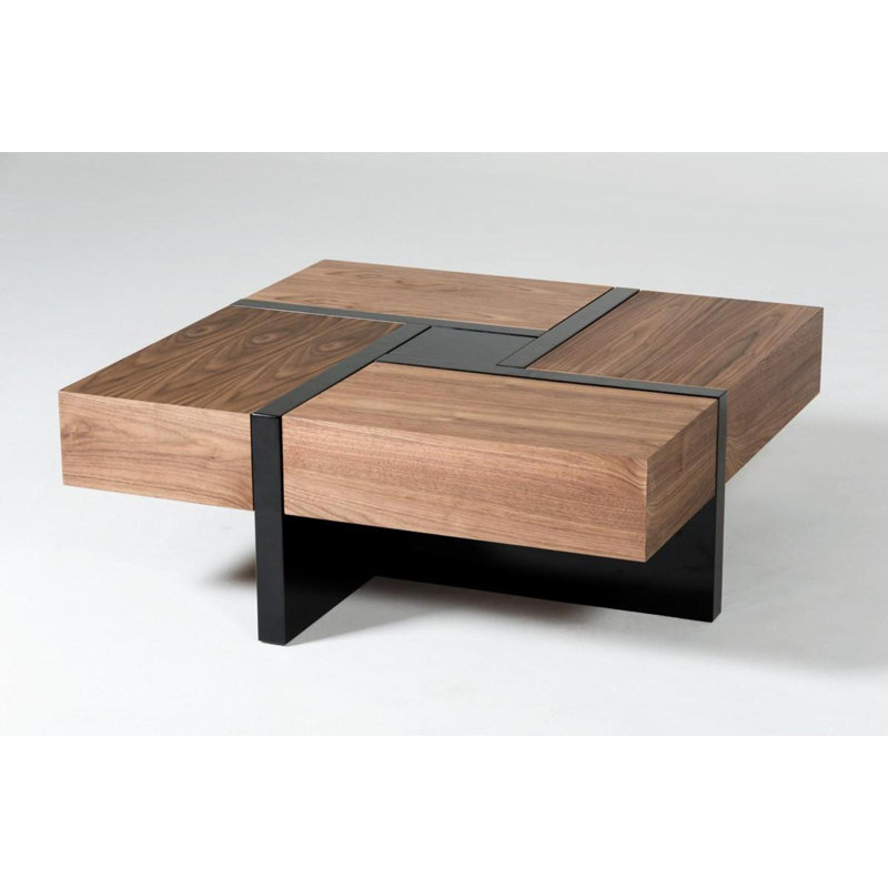 Table basse avec rangement Elka, Brun / noir