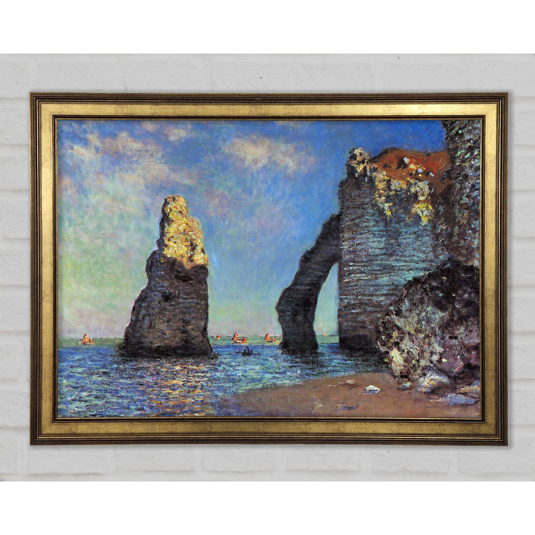 Monet Die felsigen Klippen von Etretat Gerahmter Druck