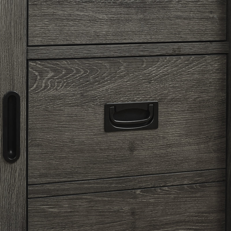 Meuble-lavabo simple 42 po avec plateau en pierre reconstituée Jillian, Gris anthracite / noir mat