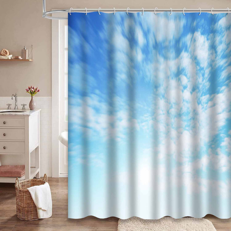 Rideau de douche bleu imperméable, rideaux de douche pour la salle de bain avec 12 crochets, 72" L x 78" W