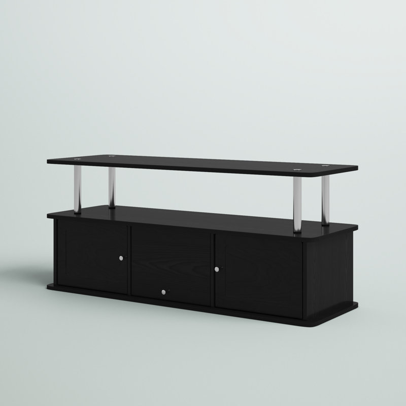 Meuble télé avec 3 armoires de rangement et tablette pour téléviseur de 55 po ou moins Edwin, Noir